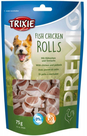 TRIXIE Przysmak Premio - krążki o smaku kurczaka i łososia 75g