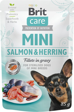 BRIT CARE Mini Salmon and Herring Sterilised 85g (saszetka)