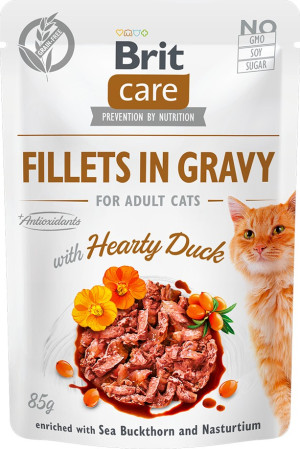 BRIT CARE CAT Fillets in gravy Hearty Duck 85g (saszetka)