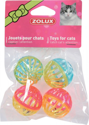 ZOLUX Zabawki dla kota - zestaw 4 kul z dzwonkami (4 cm)
