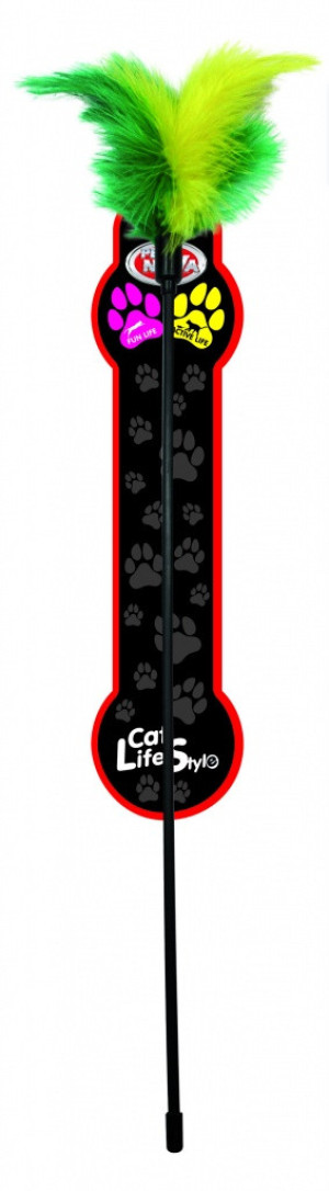 PET NOVA Zabawka dla kota wędka z piórkami (dł. wędki - 40cm)
