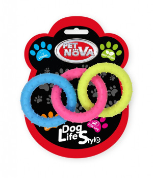 PET NOVA 3 połączone kółka o aromacie mięty 18,5cm - kolorowe