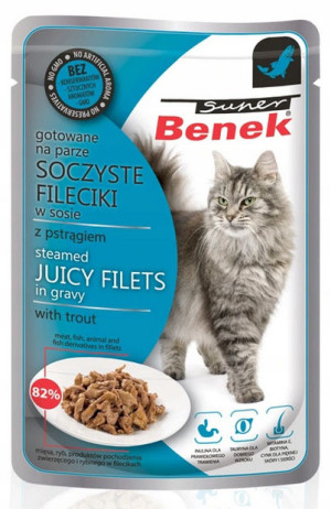 SUPER BENEK Cat Fileciki w sosie z pstrągiem 85g