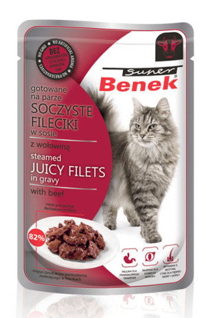 SUPER BENEK Soczyste fileciki w sosie z wołowiną 85g
