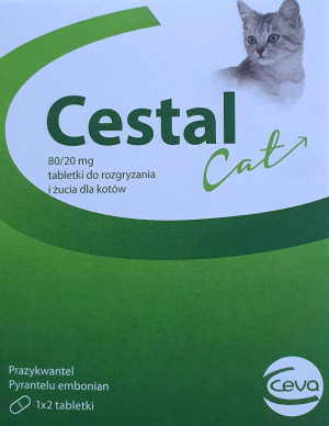 CESTAL Cat  80/20mg - tabletki do rozgryzania i żucia dla kotów na odrobaczanie 1 szt.