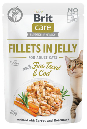 BRIT CARE CAT Fillets in jelly Fine Trout and Cod 85g (saszetka)