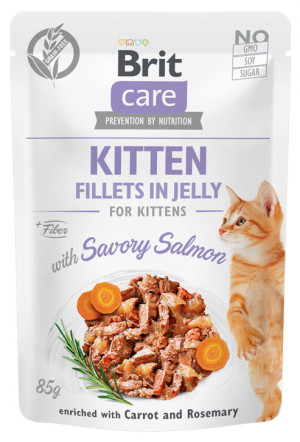 BRIT CARE CAT Fillets in jelly Kitten Savory Salmon 85g (saszetka)
