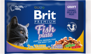 BRIT PREMIUM CAT Fish Plate Gravy saszetki w sosie (4x 100g)