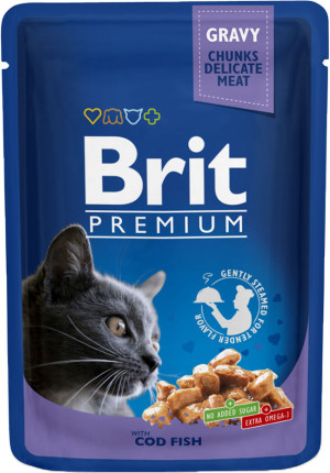 BRIT PREMIUM CAT Adult Cod Fish Dorsz (saszetka) 100g
