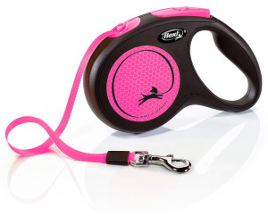 FLEXI Smycz automatyczna New Neon M taśma 5 m do 25kg - Różowa