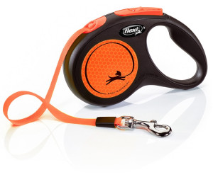 FLEXI Smycz automatyczna New Neon S taśma 5 m do 15kg - Pomarańczowa