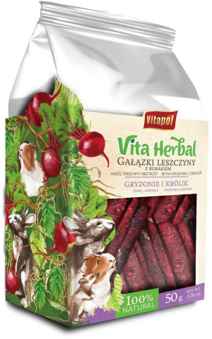VITAPOL Vita Herbal dla gryzoni i królika - gałązki leszczyny z burakiem 50g
