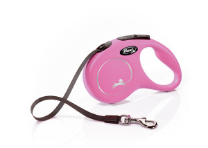 FLEXI Smycz automatyczna New Classic Taśma XS (3m) do 12kg - Różowa