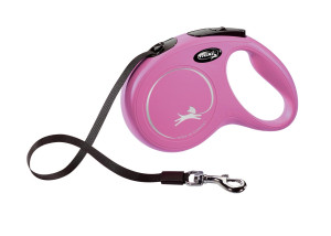 FLEXI Smycz automatyczna New Classic Taśma M (5m) do 25kg - Różowa