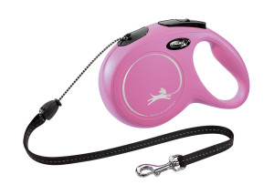 FLEXI Smycz automatyczna New Classic Linka S (5m) do 12kg - Różowa
