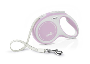 FLEXI Smycz automatyczna New Comfort S taśma 5 m do 15kg - Różowa