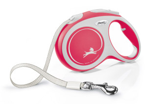 FLEXI Smycz automatyczna New Comfort M taśma 5 m do 25kg - Czerwona