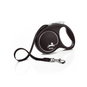 FLEXI Smycz automatyczna Black Design M taśma 5 m do 25kg - Czarna