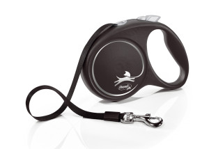 FLEXI Smycz automatyczna Black Design L taśma 5 m do 50kg - Czarna