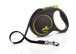 FLEXI Smycz automatyczna Black Design M taśma 5 m do 25kg - Zielona
