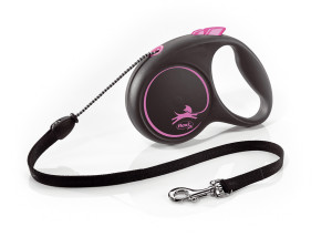 FLEXI Smycz automatyczna Black Design M linka 5 m do 20kg - Różowa