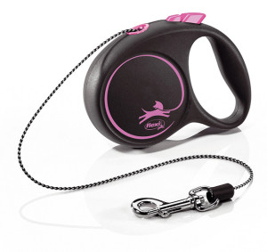 FLEXI Smycz automatyczna Black Design XS linka 3 m do 8kg - Różowa