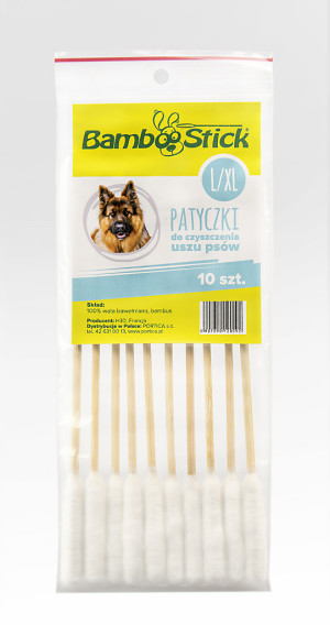 PORTICA BambooStick L/XL - patyczek z wacikiem do pielęgnacji uszu 10 szt.