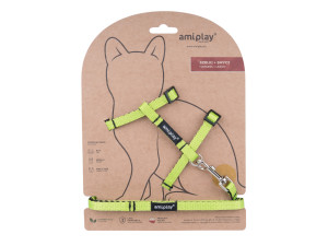 AMIPLAY Szelki + smycz dla kota Twist - Zielony S