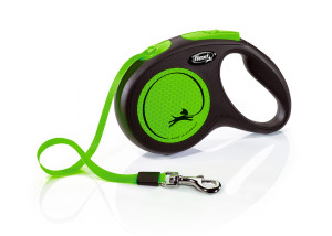 FLEXI Smycz automatyczna New Neon M taśma 5 m do 25kg -  Zielona