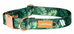 LAUREN DESIGN Color Obroża z klamrą - forest gold L