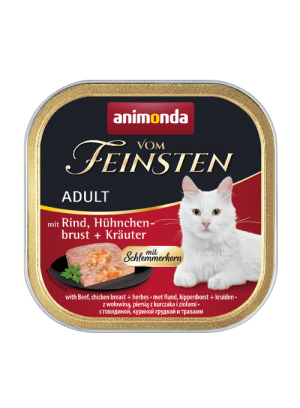 ANIMONDA Cat Vom Feinsten Adult - Z wołowiną, piersią kurczaka i ziołami 32x 100g