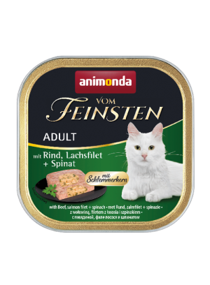ANIMONDA Cat Vom Feinsten Adult - Z wołowiną, filetem z łososia i szpinakiem 6x 100g