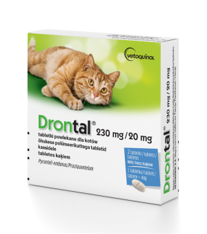 VETOQUINOL Drontal Cat 230 mg/20 mg - tabletki na odrobaczanie dla kotów do 8kg / 2 tabl.