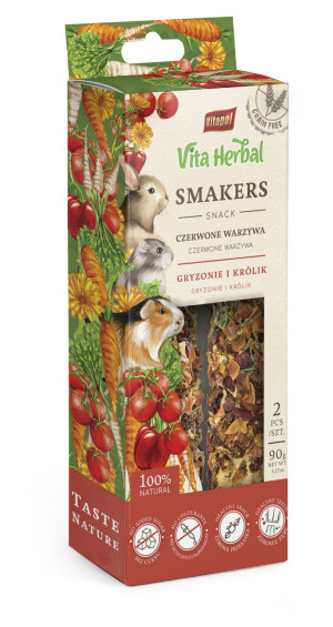 VITAPOL Vita Herbal dla gryzoni i królika - Smakers czerwone warzywa 90g