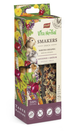 VITAPOL Vita Herbal dla gryzoni i królika - Smakers babcina grządka - 90g