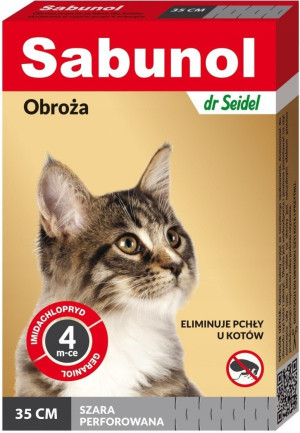 SABUNOL Obroża ozdobna dla kota 35cm - szara