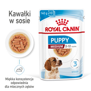 ROYAL CANIN Medium Puppy karma mokra w sosie dla szczeniąt ras średnich, do 12 miesiąca 140g