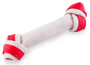 MACED Kość wiązana biało-czerwona 11 cm