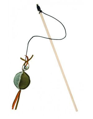 Barry King drewniana wędka z piłką z mocnego materiału szaro / brązowa 5,5 x 4cm / 40cm