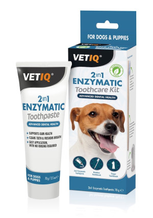 VETIQ 2in1 Ochrona zębów 70g Pasta enzym zestaw