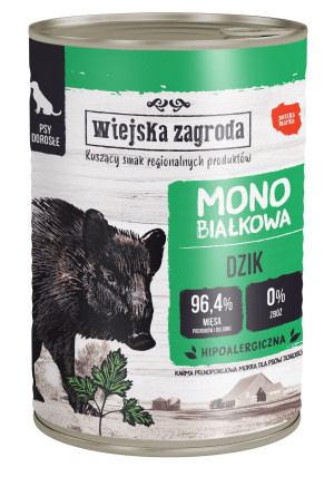 WIEJSKA ZAGRODA Monobiałkowa dla psa - Dzik 400g