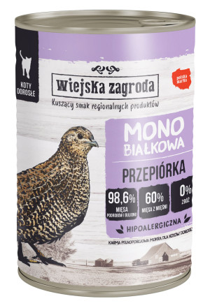 WIEJSKA ZAGRODA Monobiałkowa dla kota - Przepiórka 400g