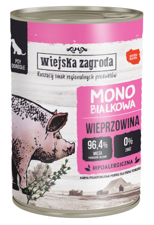 WIEJSKA ZAGRODA Monobiałkowa dla psa - Wieprzowina 800g