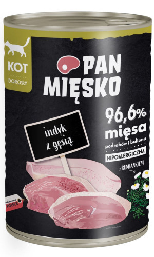 PAN MIĘSKO Indyk z gęsią dla kota 200g