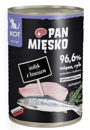 PAN MIĘSKO Indyk z łososiem dla kociąt 400g