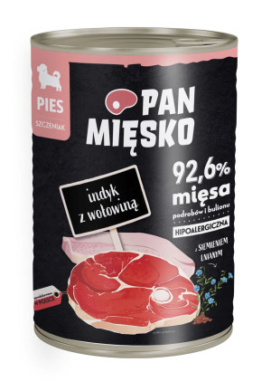 PAN MIĘSKO Indyk z wołowiną dla szczeniąt 400g