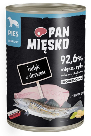 PAN MIĘSKO Indyk z dorszem dla psa 400g