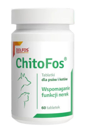 DOLFOS Chitofos - Suplement diety dla psów i kotów wspomagający funkcje nerek 60 tabletek