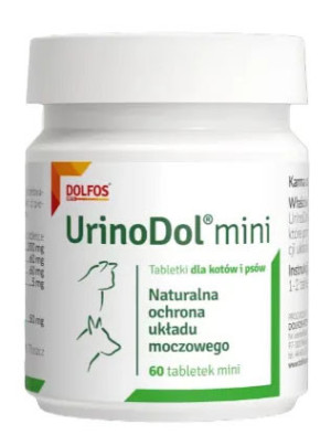 DOLFOS Urinodol Mini - naturalna ochrona układu moczowego u kotów i małych psów - 60 tabletek