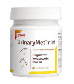 DOLFOS Urinarymet Mini - regulator kwasowości moczu dla psów i kotów 60 tabl.